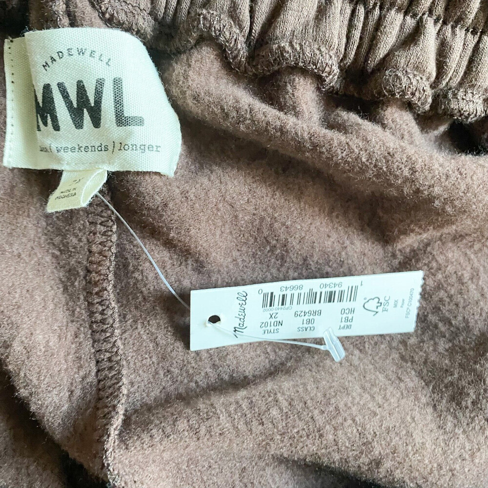 NWT MAdewell MWL Ribbed Seamed Sweatpants Brown 2X - Picture 4 of 5